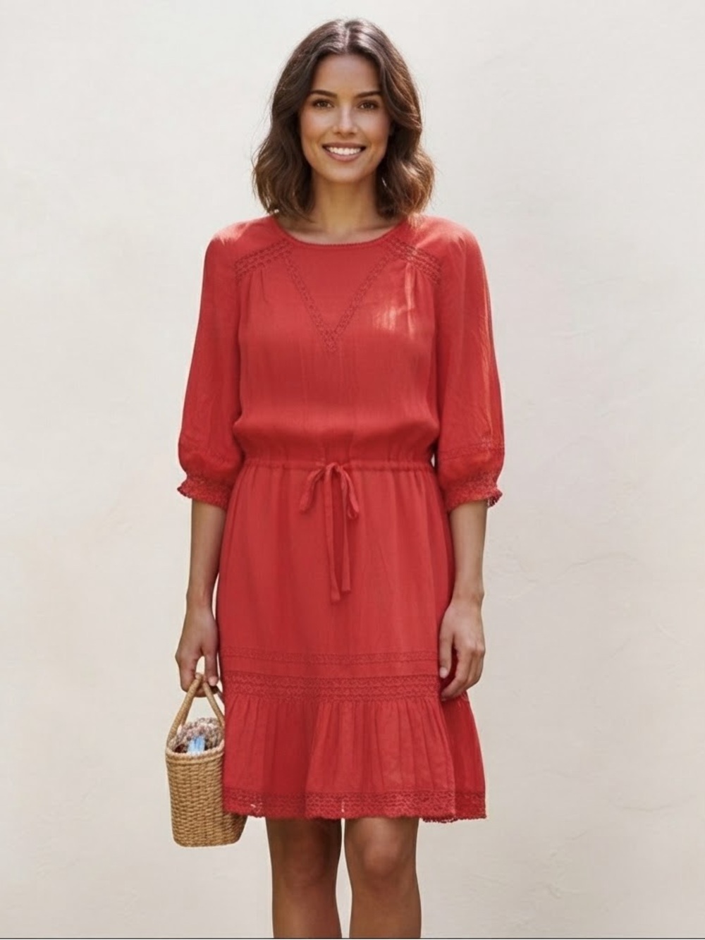 Maje Sz S Ronsard Red Romantic Feminine Dress